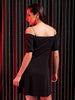 Shop Freehand Women Black Regular Textured Off Shoulder Partywear Skater Dress Online.
