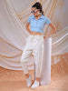 Shop Freehand Women Blue Fitted Solid Collared Shirt Style Online.