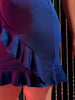 Shop Freehand Women Blue Fitted Textured Round Neck Ruffle Dress Online.