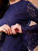 Shop Freehand Women Blue Regular Lace Round Neck Skater Dress Online.