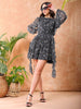 Shop Freehand Women Brown Fit and Flare Floral Round Neck Partywear Mini Dress Online.
