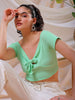 Shop Freehand Women Green Fitted Solid Sweetheart Neck Off Shoulder Top Online.