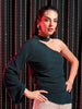 Shop Freehand Women Green Fitted Textured One Shoulder One shoulder Top Online.