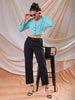 Shop Freehand Women Green Fitted Textured V-Neck Button down top Online.