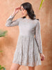 Shop Freehand Women Grey Fit and Flare Lace Round Neck Tiered Dress Online.