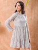 Shop Freehand Women Grey Fit and Flare Lace Round Neck Tiered Dress Online.