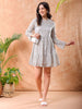 Shop Freehand Women Grey Fit and Flare Lace Round Neck Tiered Dress Online.