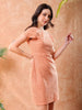 Shop Freehand Women Orange Fitted Lace Round Neck Sheath Dress Online.