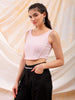 Shop Freehand Women Pink Fitted Solid Square Neck Crop Top Online.