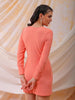Shop Freehand Women Pink Fitted Textured Round Neck Partywear Cut Out Dress Online.