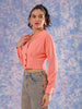 Shop Freehand Women Pink Fitted Textured V-Neck Button down top Online.