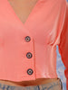 Shop Freehand Women Pink Fitted Textured V-Neck Button down top Online.