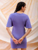 Shop Freehand Women Purple Fitted Textured V-Neck Mini Dress Online.