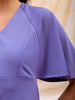 Shop Freehand Women Purple Fitted Textured V-Neck Mini Dress Online.