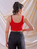 Shop Freehand Women Red Fitted Solid Square Neck Crop Top Online.