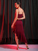 Shop Freehand Women Red Fitted Textured Scoop Neck Partywear Ruffle Dress Online.