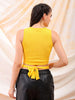 Shop Freehand Women Yellow Fitted Solid Round Neck Crop Top Online.