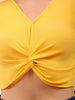 Shop Freehand Women Yellow Fitted Solid V-Neck Regular Online.