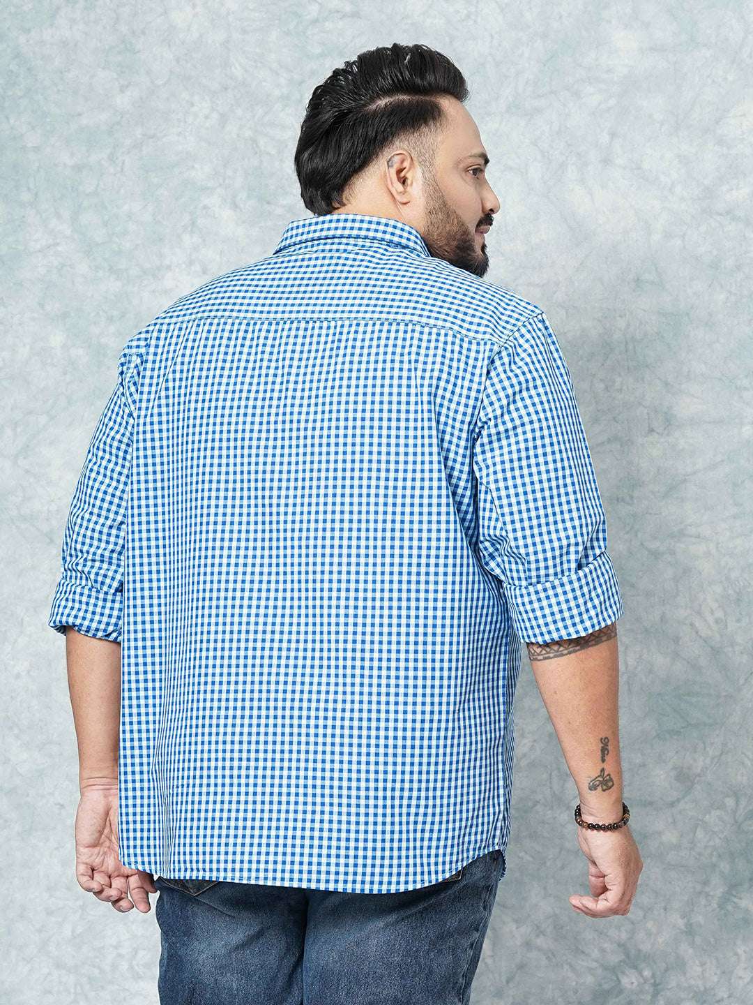 Shop Hardsoda Men Blue Plus Size Checked Casual Shirt Online.