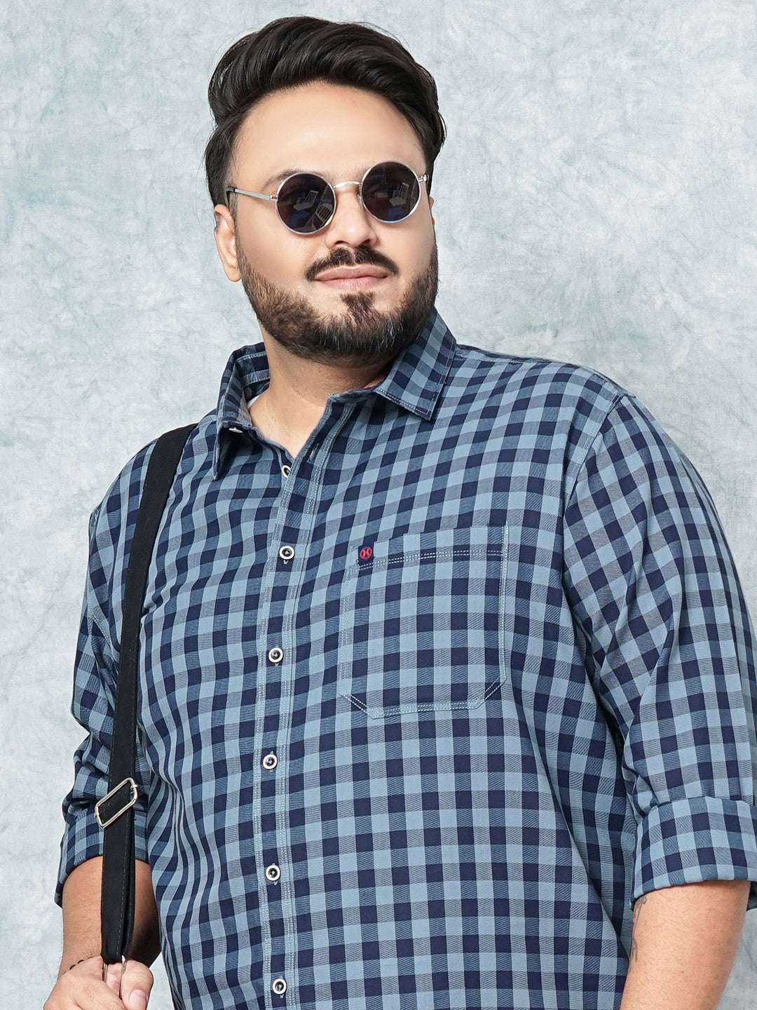 Shop Hardsoda Men Grey Plus Size Checked Casual Shirt Online.