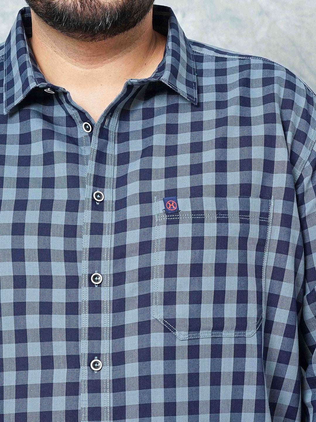 Shop Hardsoda Men Grey Plus Size Checked Casual Shirt Online.