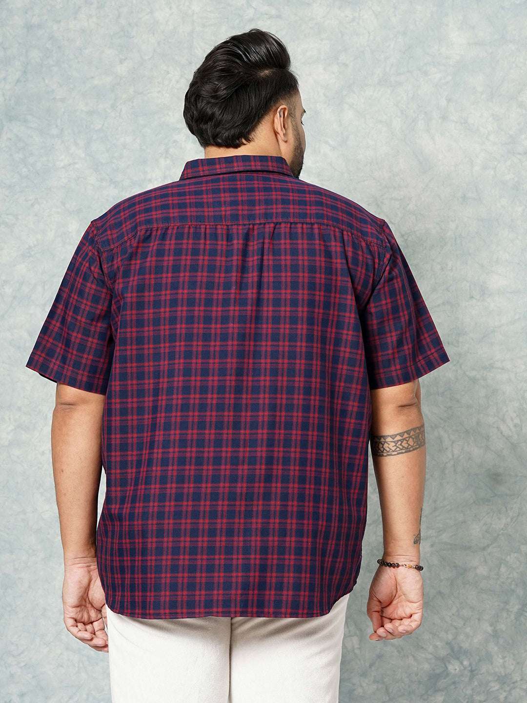 Shop Hardsoda Men Navy Plus Size Checked Casual Shirt Online.