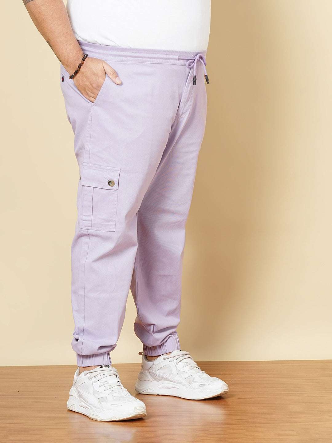 Shop Hardsoda Men Purple Plus Size Solid Cargo Jogger Online.