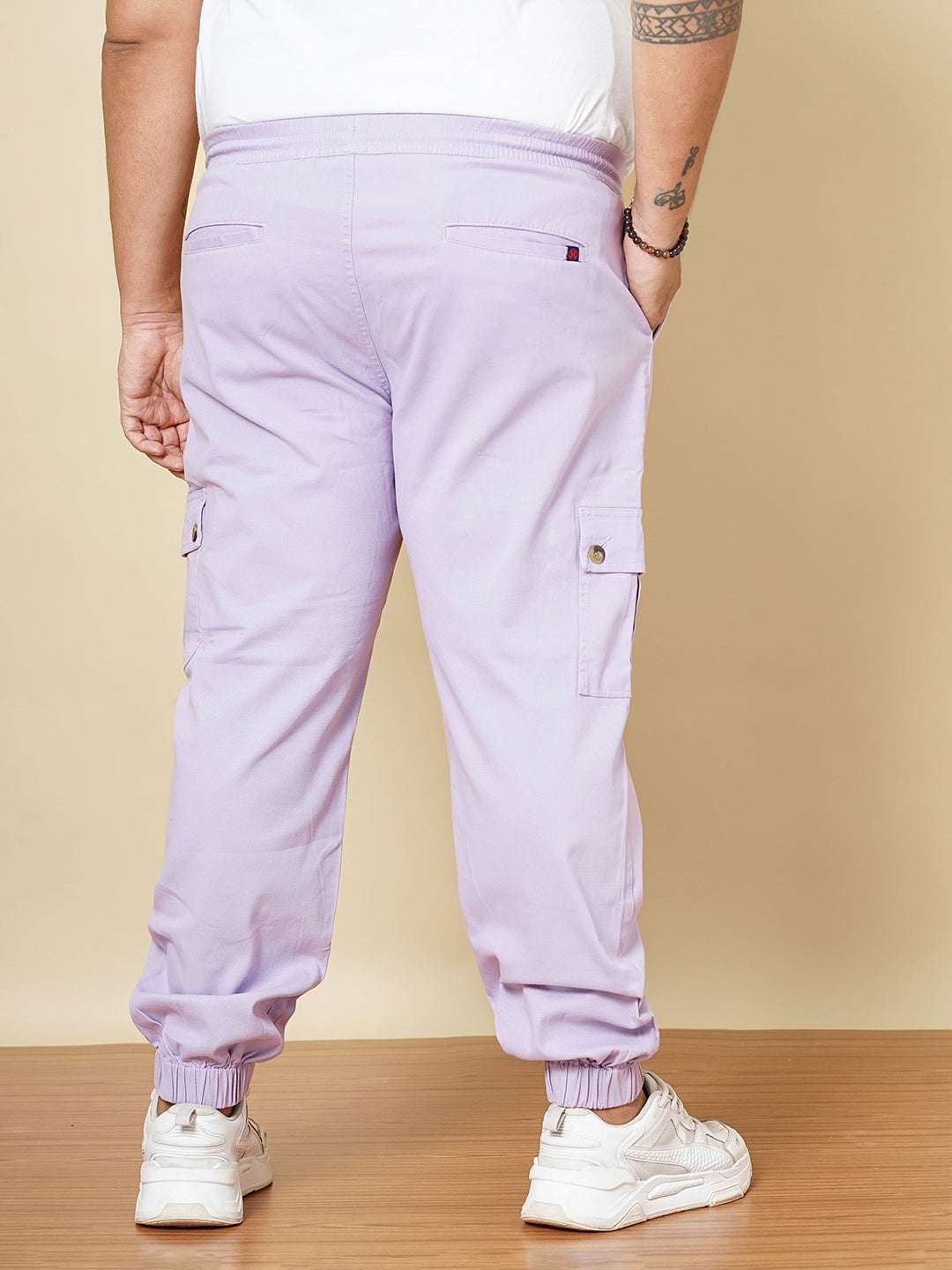 Shop Hardsoda Men Purple Plus Size Solid Cargo Jogger Online.