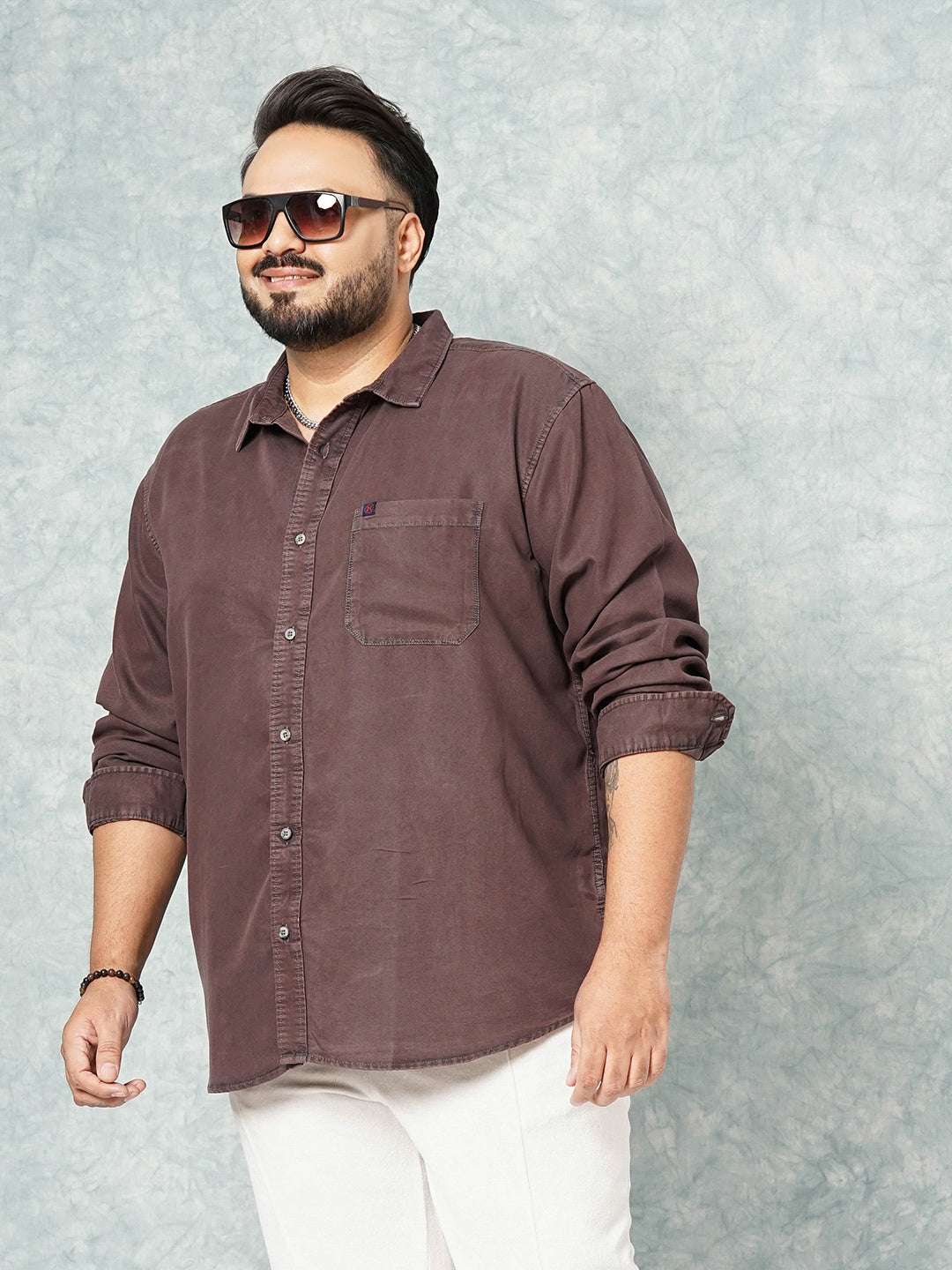 Shop Hardsoda Men Purple Plus Size Solid Casual Shirt Online.