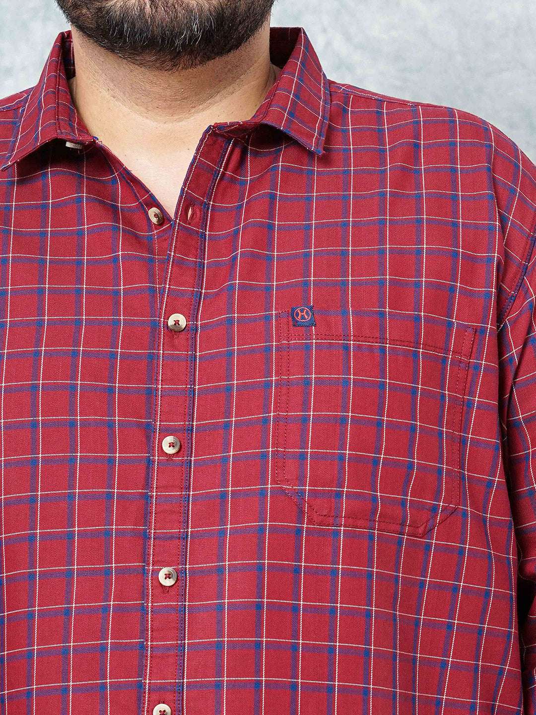 Shop Hardsoda Men Red Plus Size Checked Casual Shirt Online.