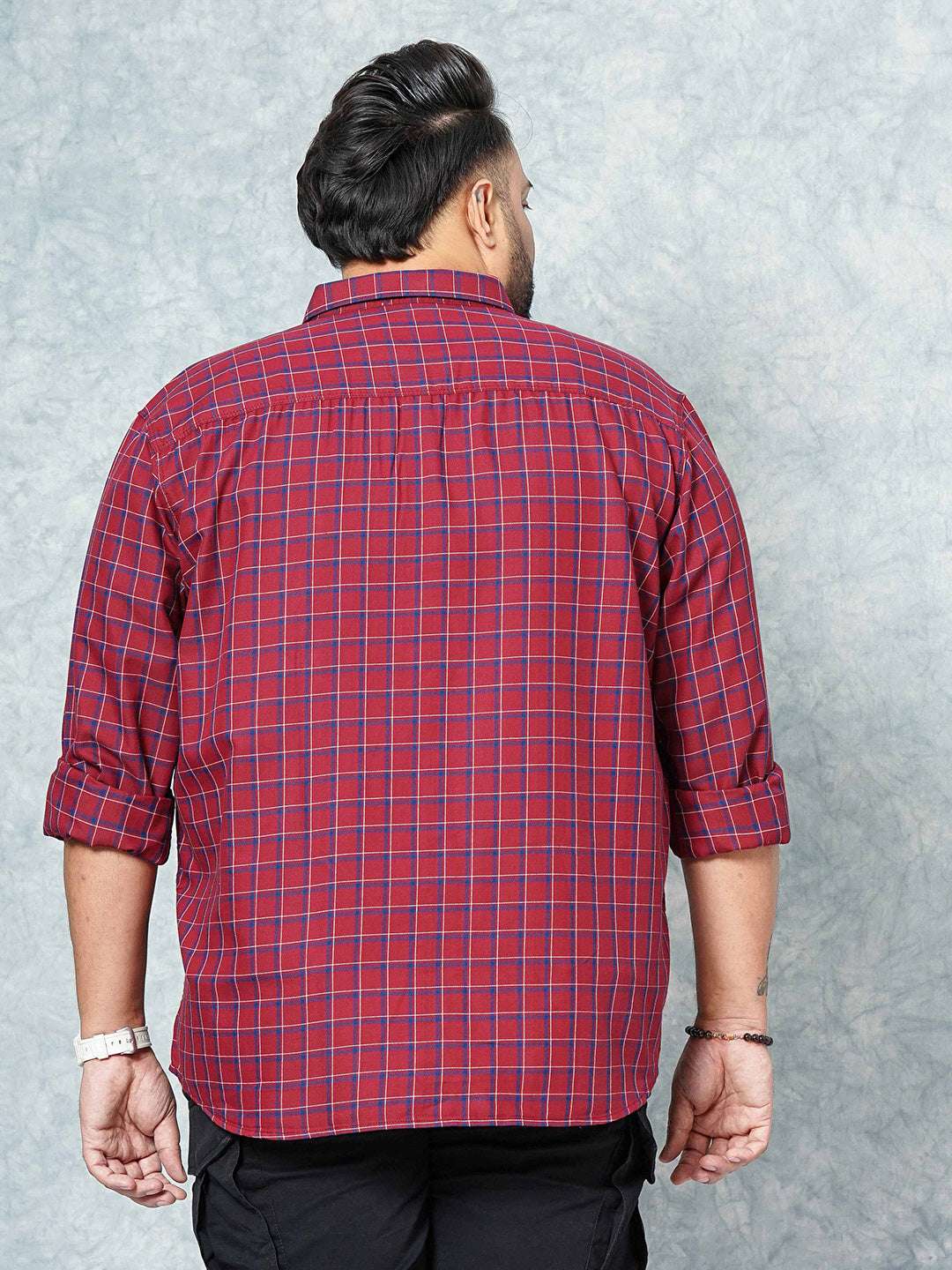 Shop Hardsoda Men Red Plus Size Checked Casual Shirt Online.