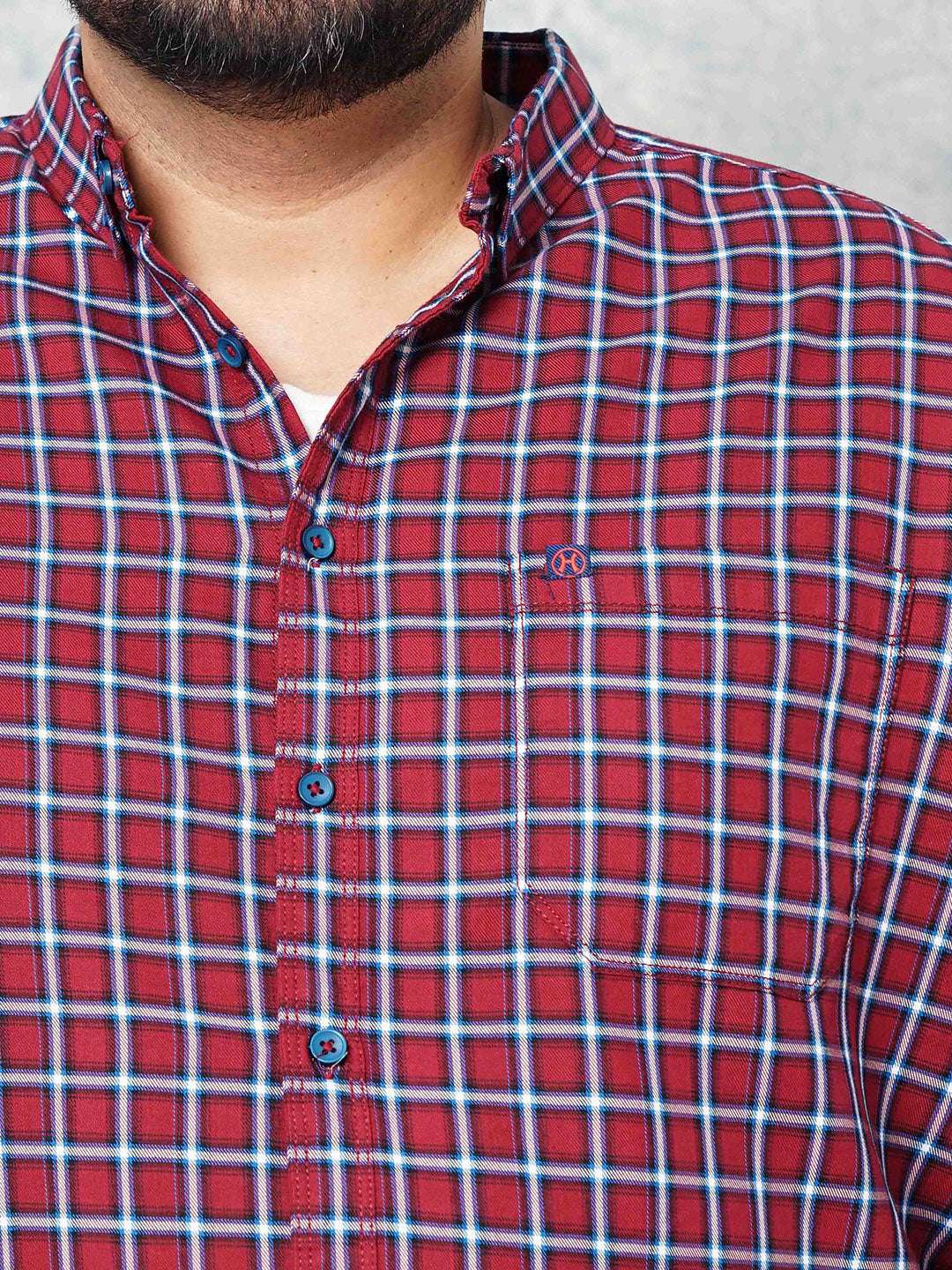 Shop Hardsoda Men Red Plus Size Checked Casual Shirt Online.