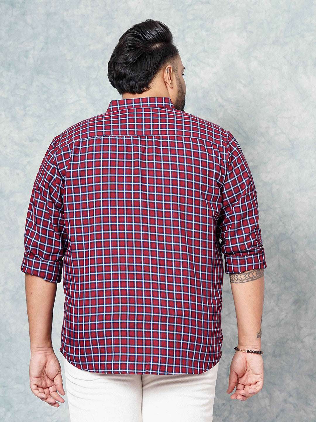 Shop Hardsoda Men Red Plus Size Checked Casual Shirt Online.