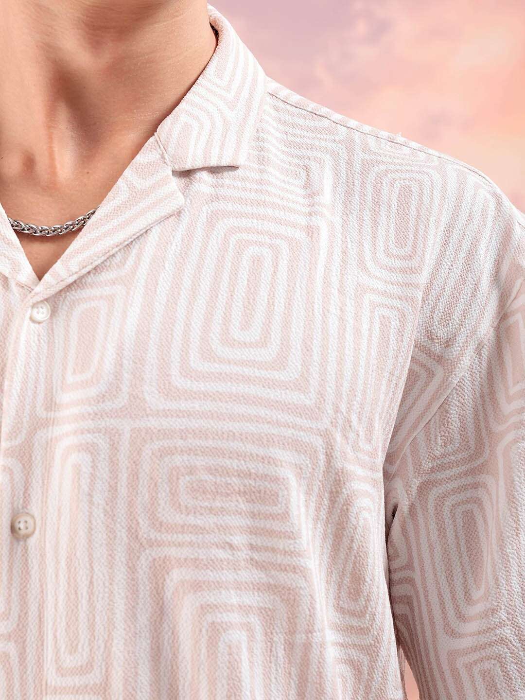 Shop Men Art Deco Printed Relaxed Fit Shirt Online.