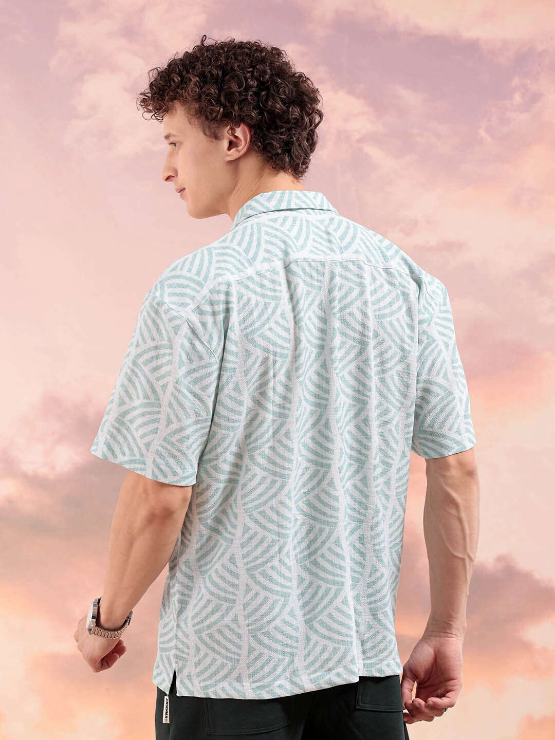 Shop Men Art Deco Printed Relaxed Fit Shirt Online.