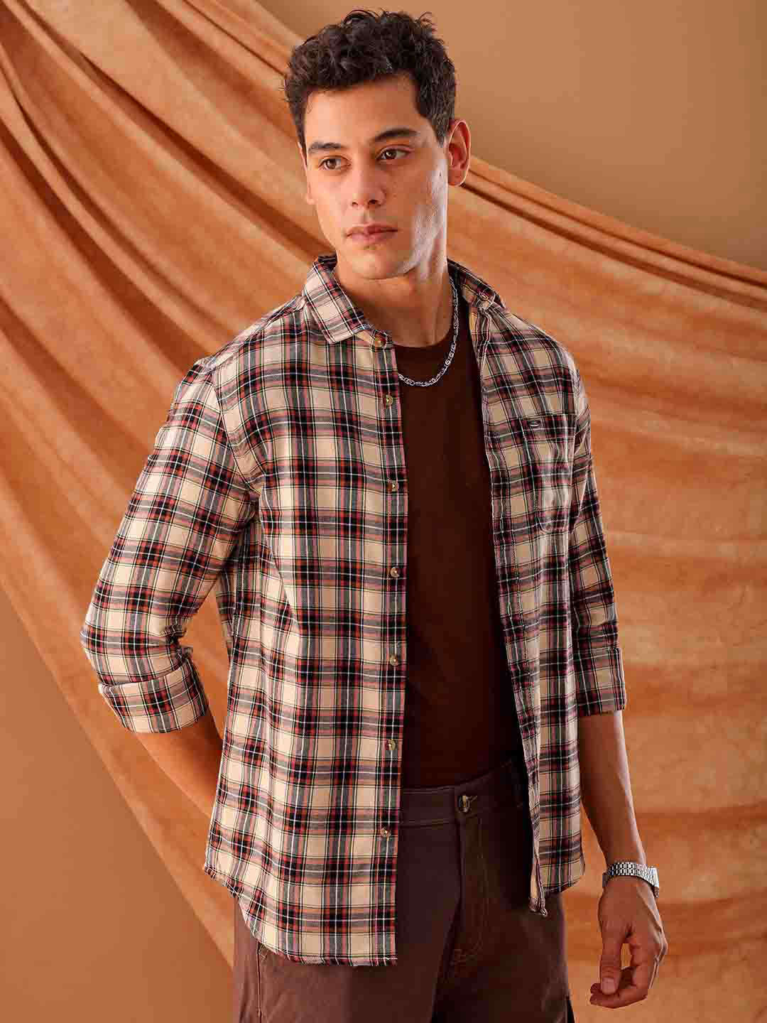 Shop Men's Checked Slim Fit Shirt Online.