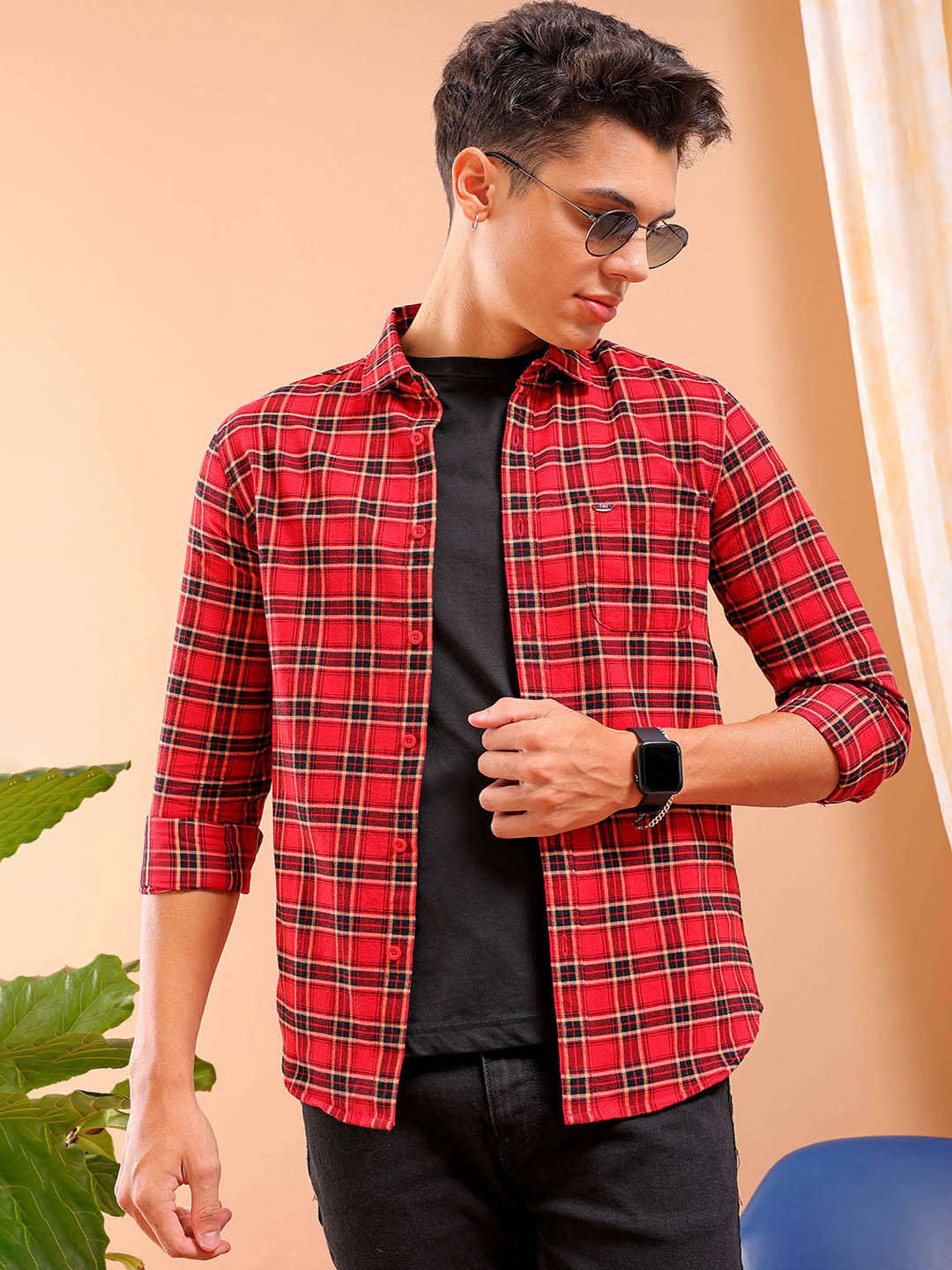 Shop Men's Checked Slim Fit Shirt Online.