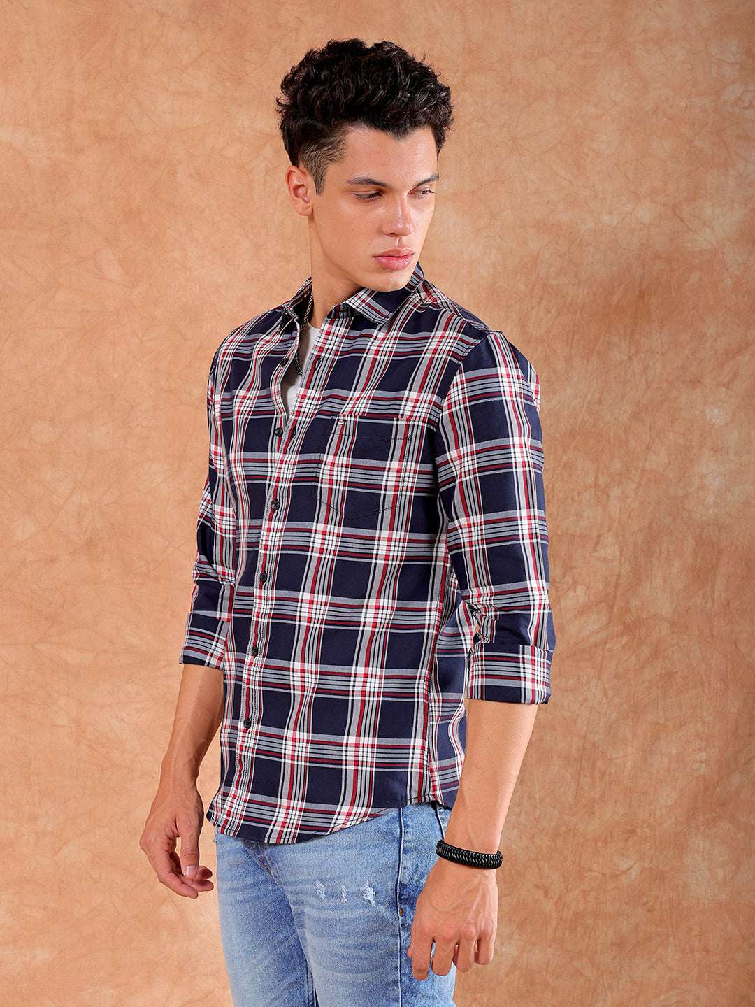 Shop Men's Checked Slim Fit Shirt Online.