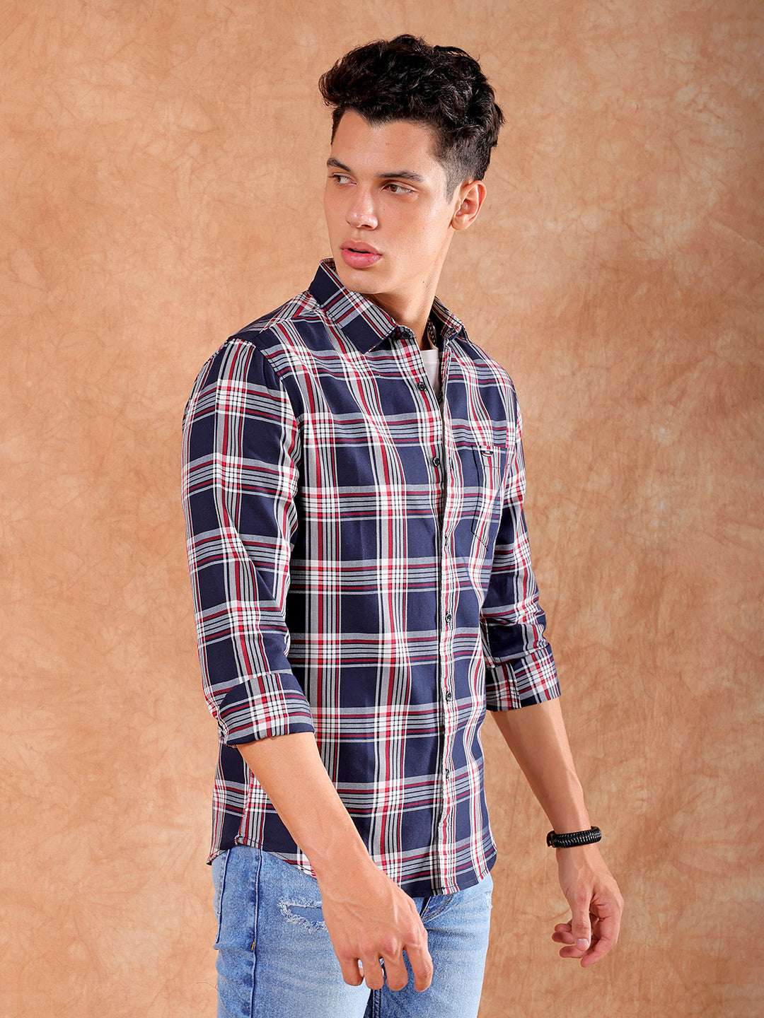 Shop Men's Checked Slim Fit Shirt Online.