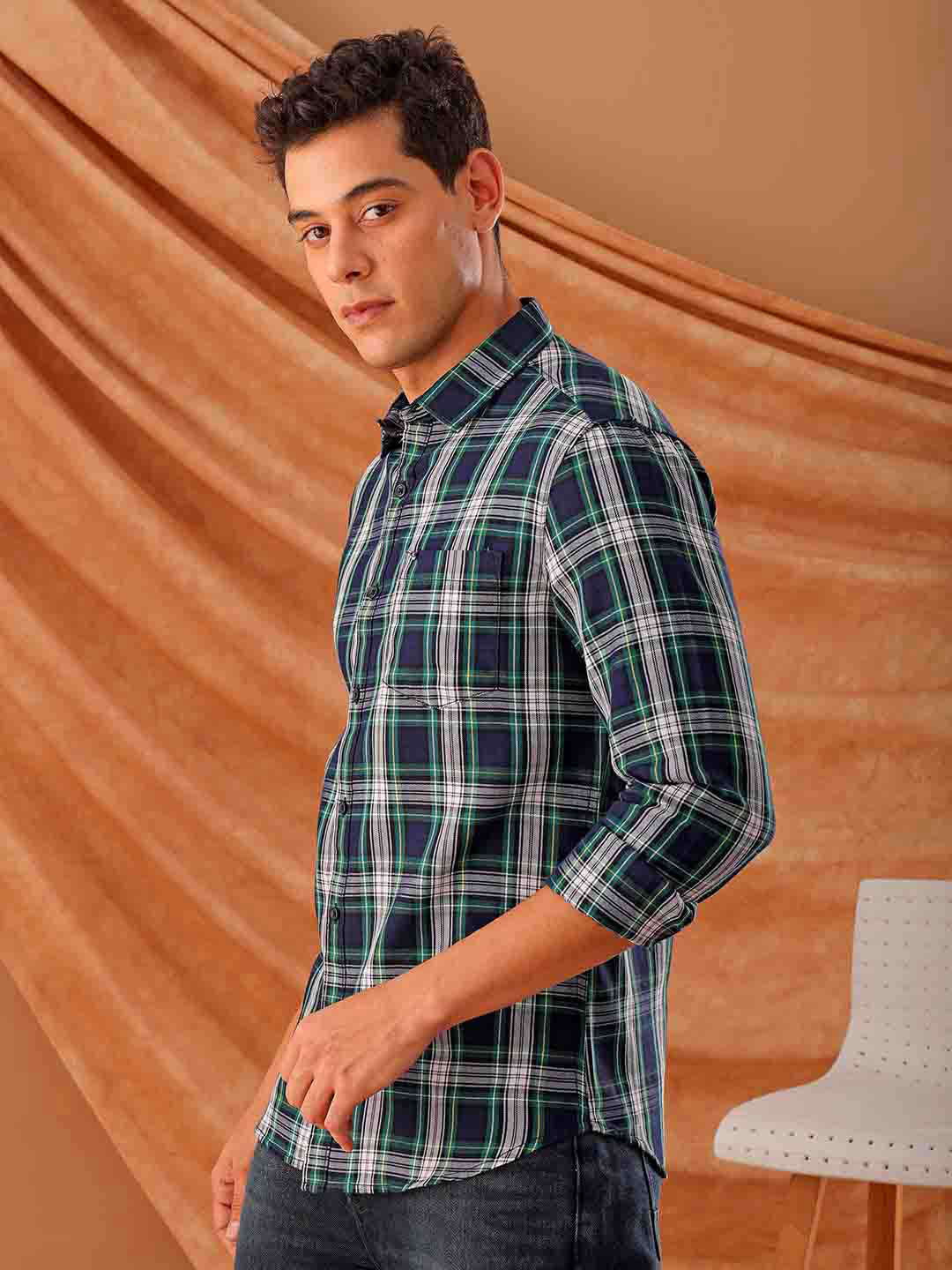 Shop Men's Checked Slim Fit Shirt Online.