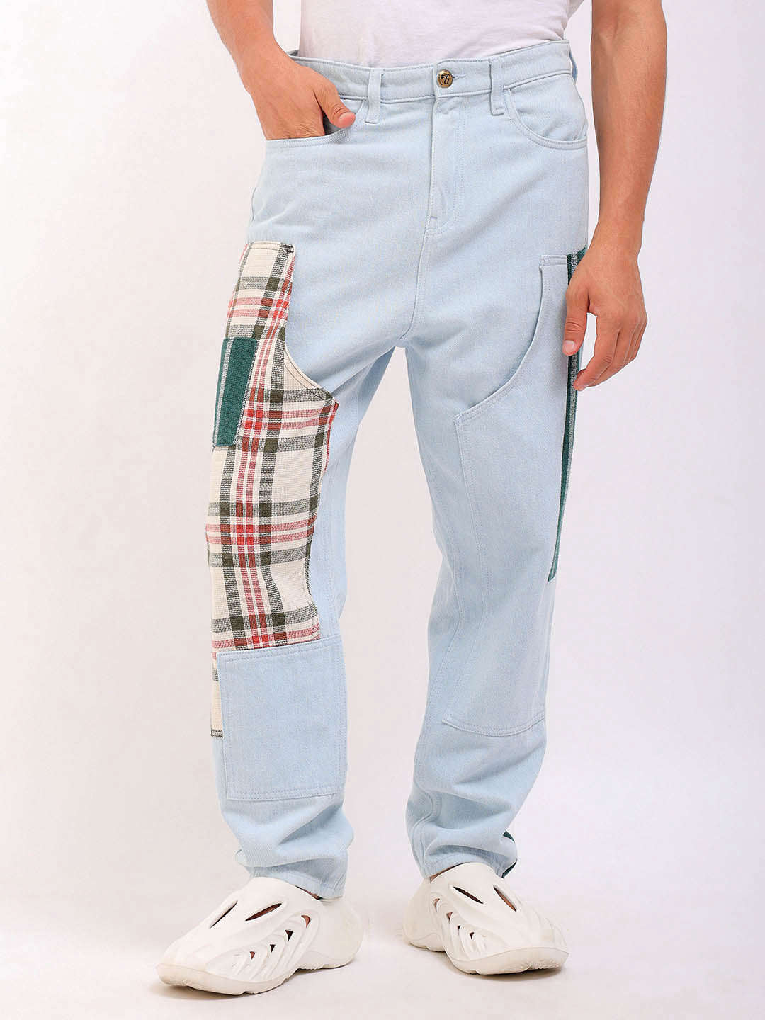 Shop Men Patchwork G367 Loose Tapered Jeans Online.