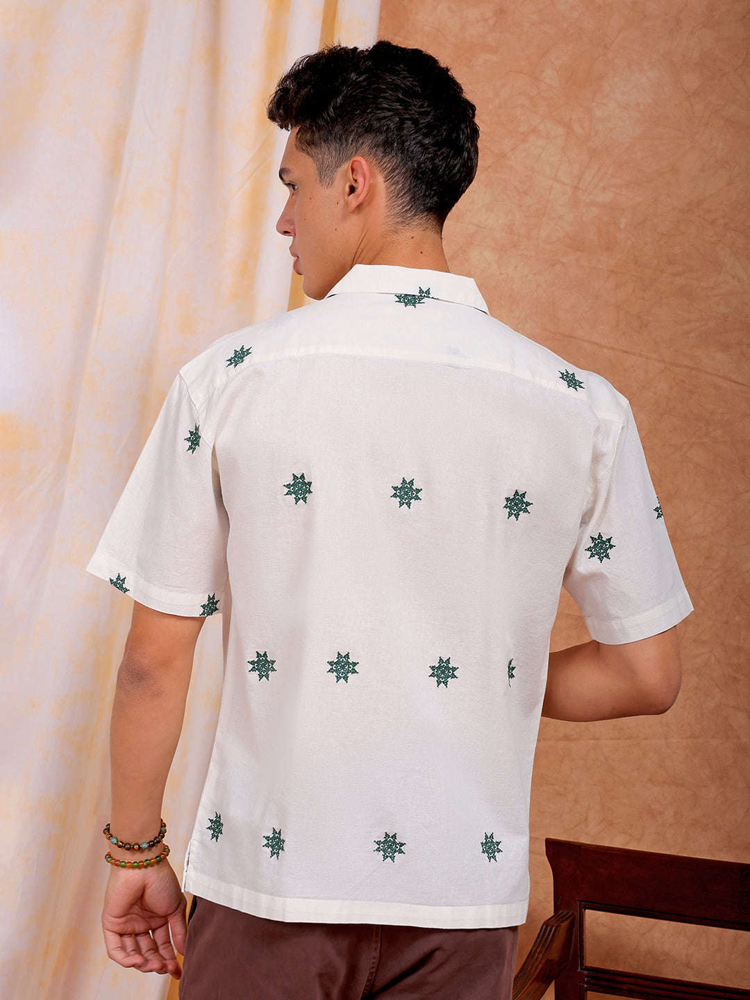 Shop Men Embroidered Relaxed Fit Resort Wear Shirt Online.