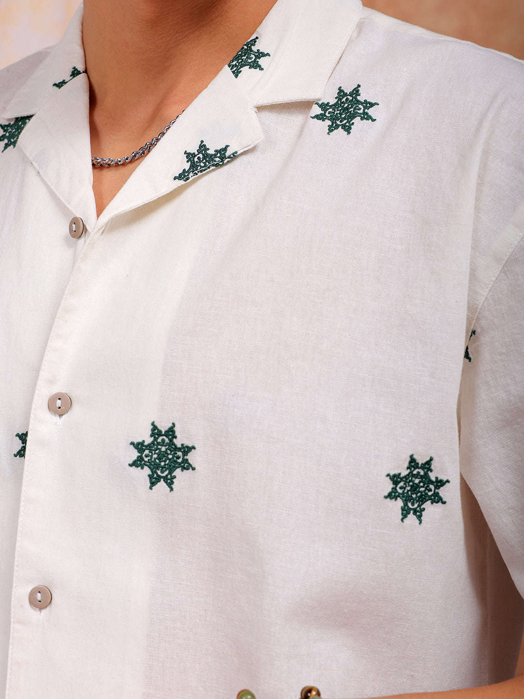 Shop Men Embroidered Relaxed Fit Resort Wear Shirt Online.