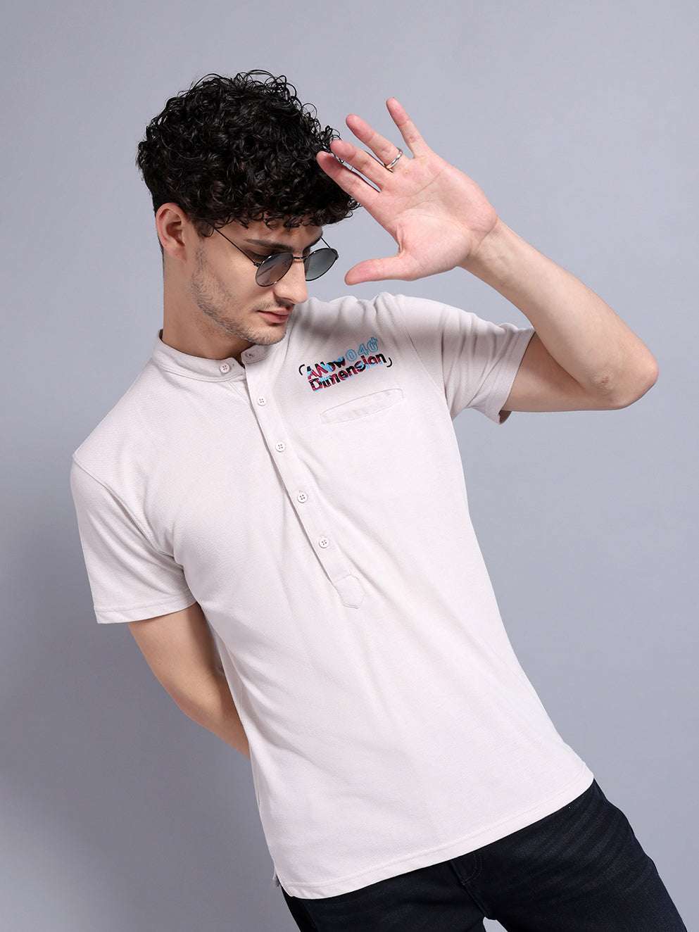 Shop Men Placement Embroidery T-Shirt Online.