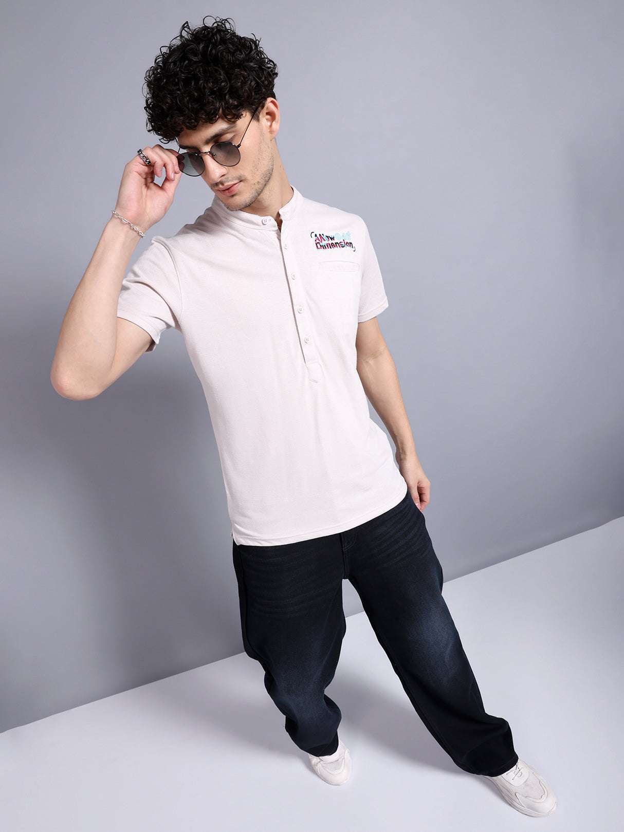 Shop Men Placement Embroidery T-Shirt Online.