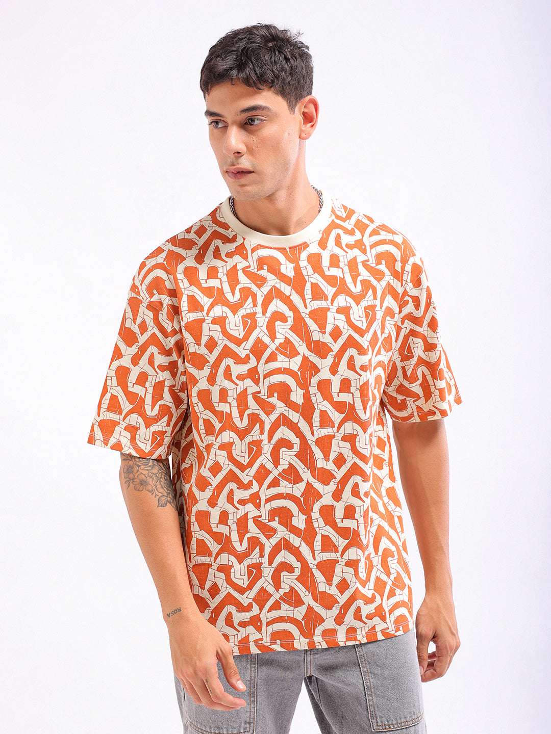 Shop Men Printed Oversized Fit T-Shirt Online.