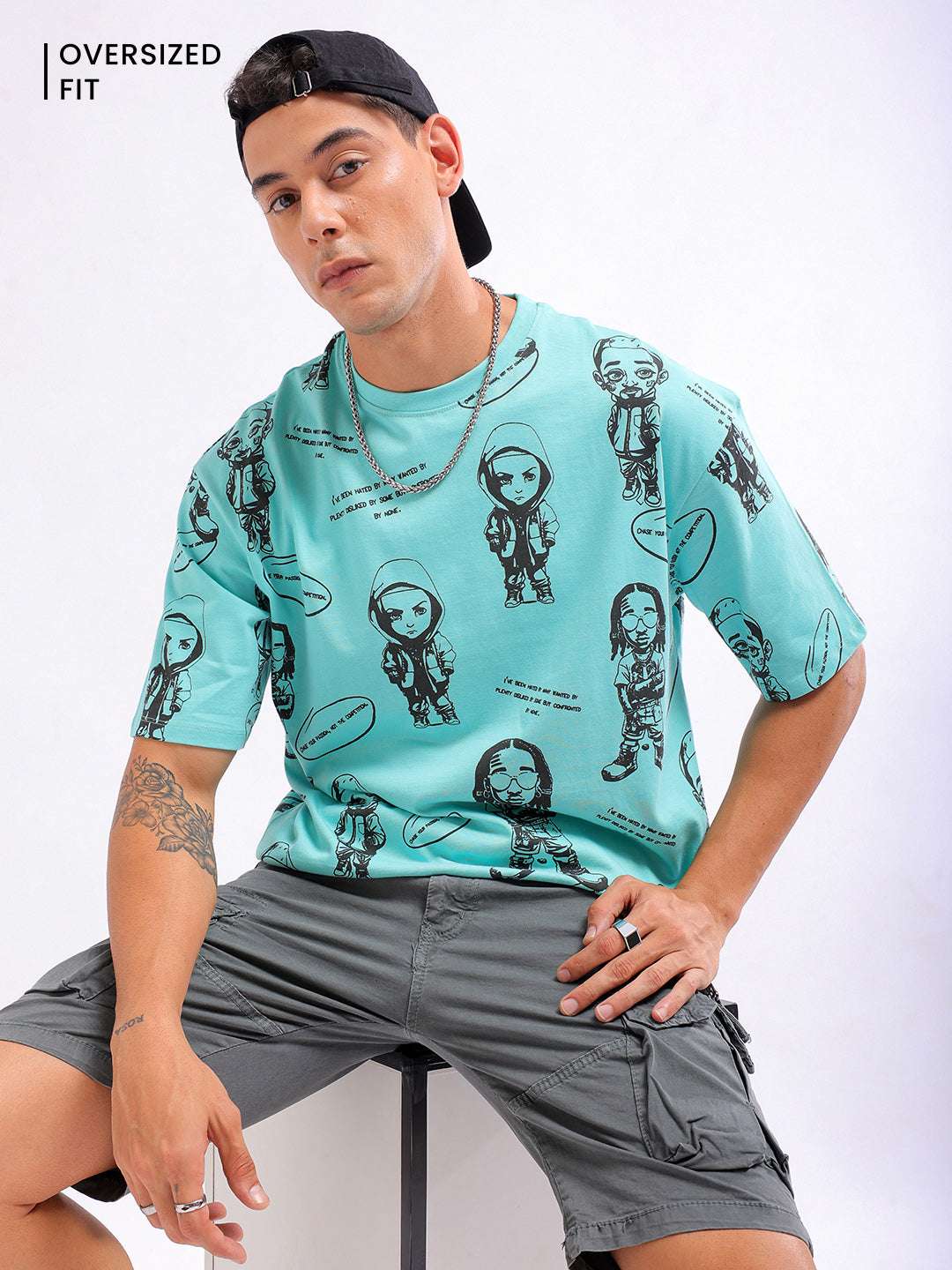 Shop Men Printed Oversized Fit T-Shirt Online.