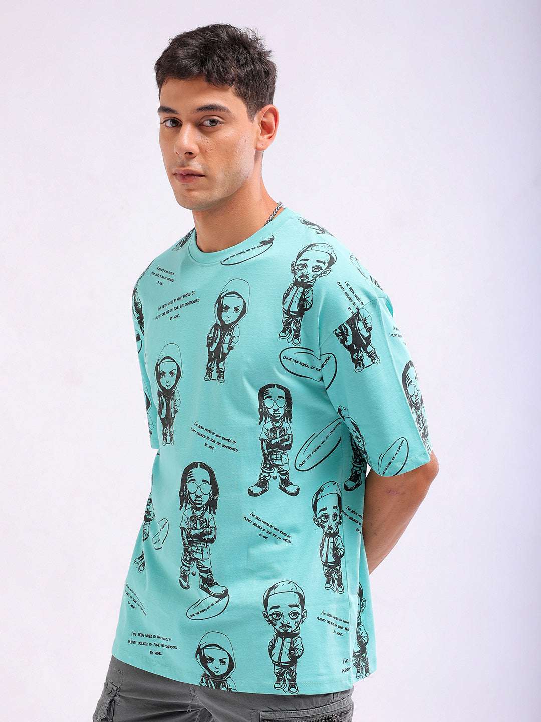 Shop Men Printed Oversized Fit T-Shirt Online.