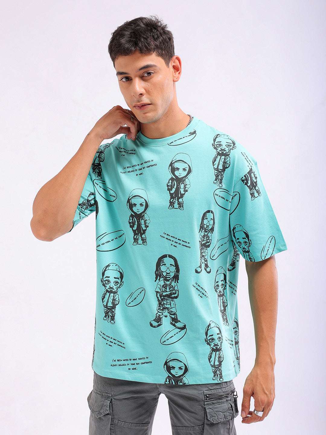 Shop Men Printed Oversized Fit T-Shirt Online.