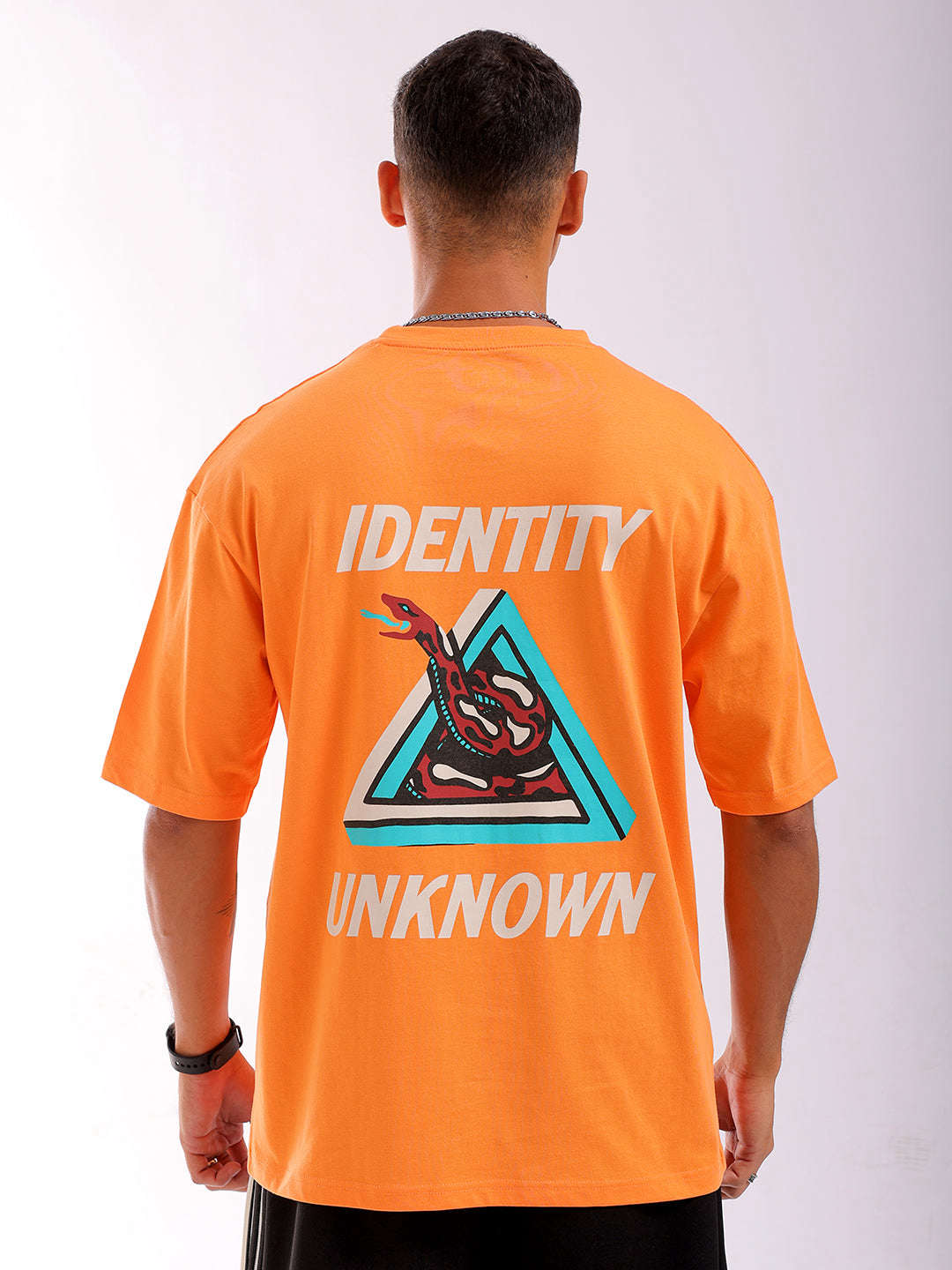 Shop Men Orange Oversized Fit Back Printed T-Shirt Online.